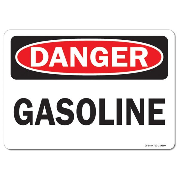 Signmission Safety Sign, OSHA Danger, 3.5" Height, Gasoline, Landscape, D-35-L-19380 OS-DS-D-35-L-19380